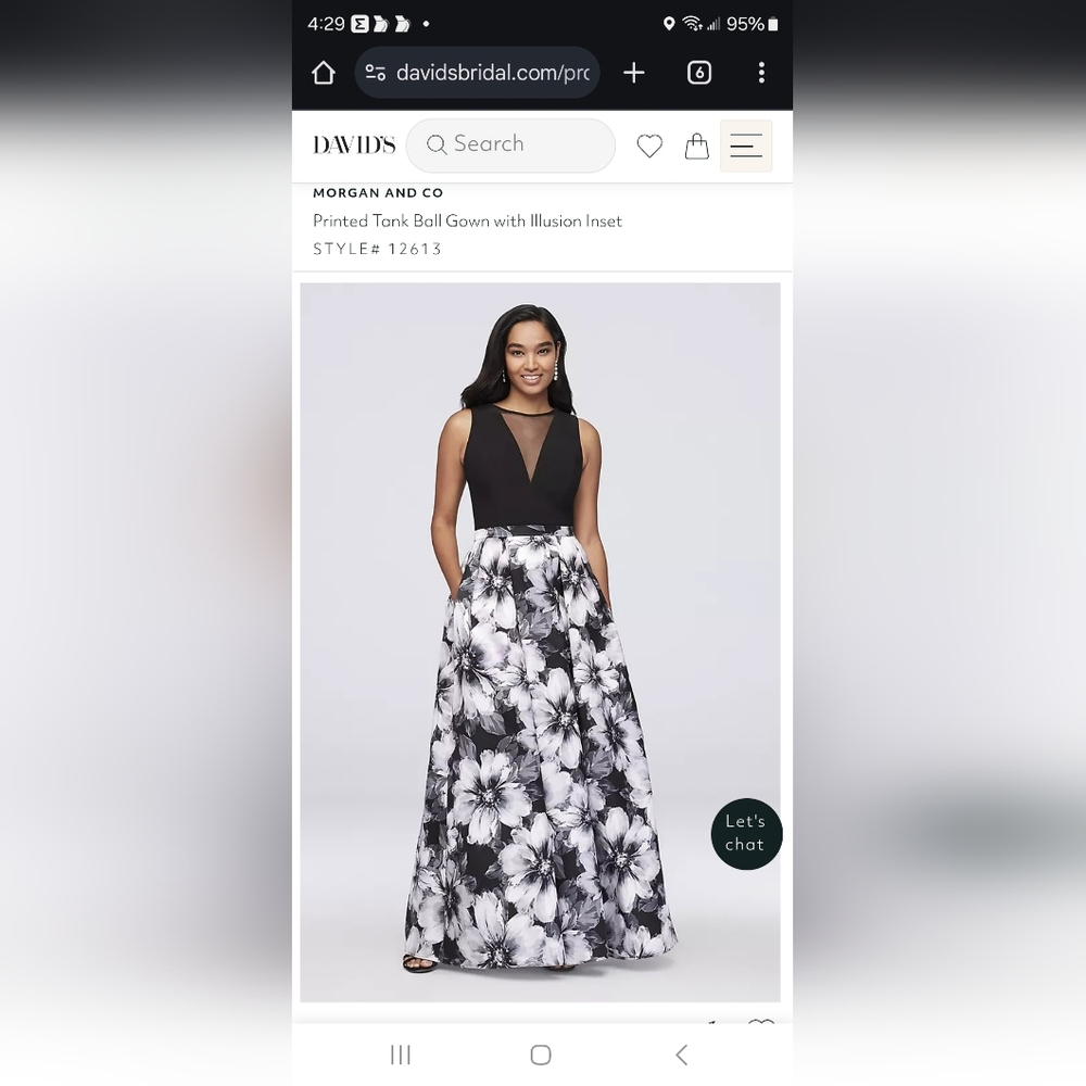 David's Bridal Black and White Floral Gown